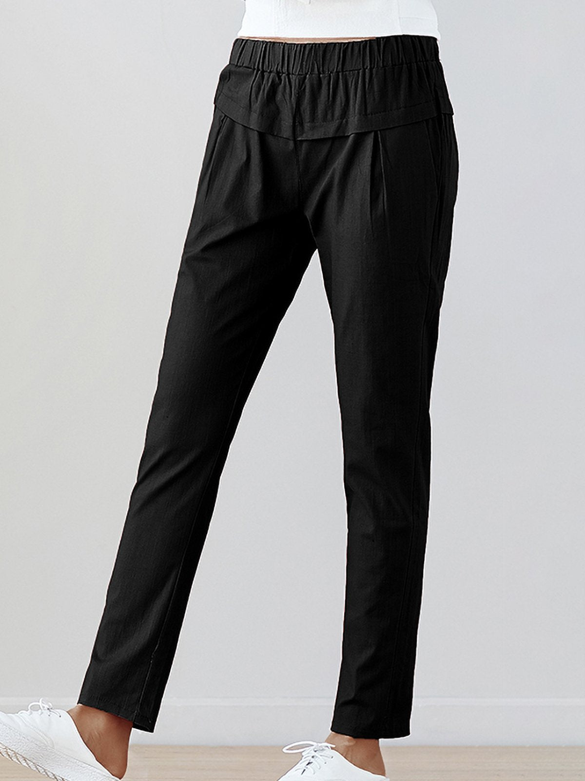 Plus Size Women Cotton And Linen Solid Loose Casual Pants