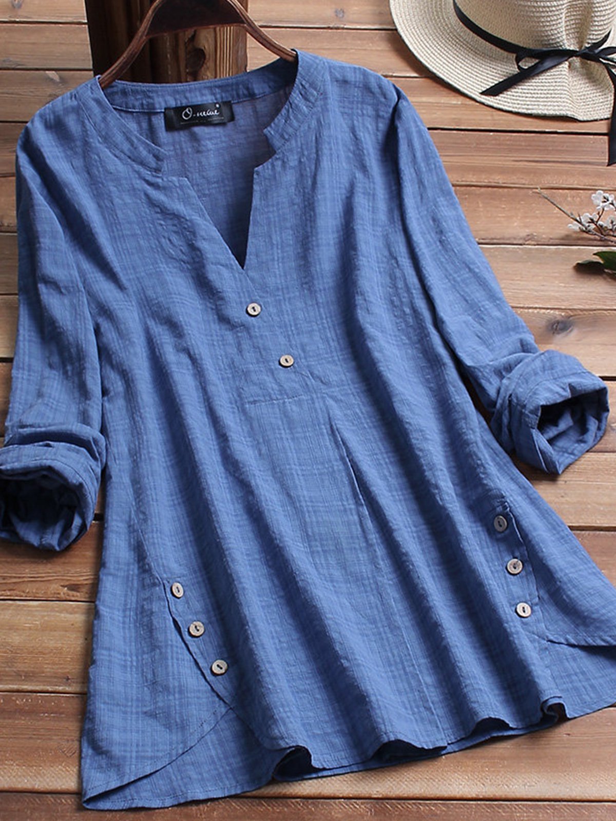 Buttoned Long Sleeve Shirts & Tops