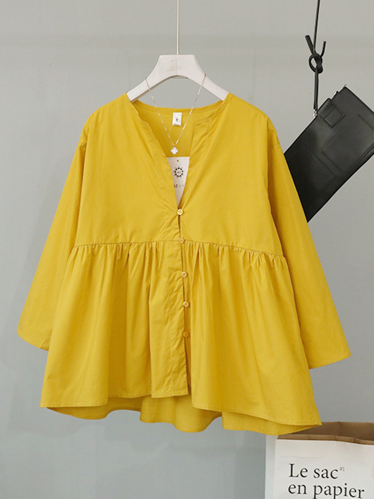 3/4 Sleeve V Neck Shirts & Tops