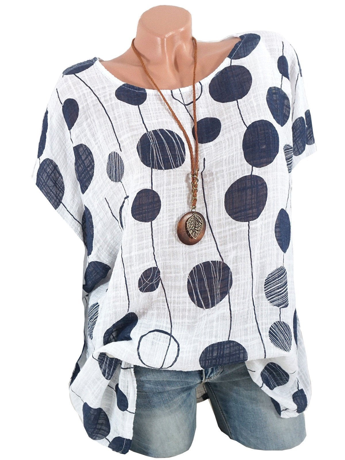 Batwing Polka Dots Cotton T-Shirts