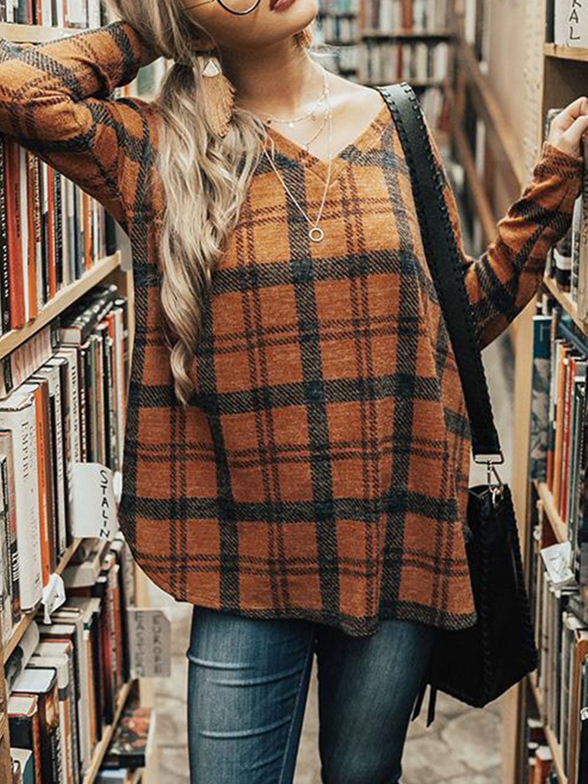 Yellow Gingham Casual Printed T-Shirt