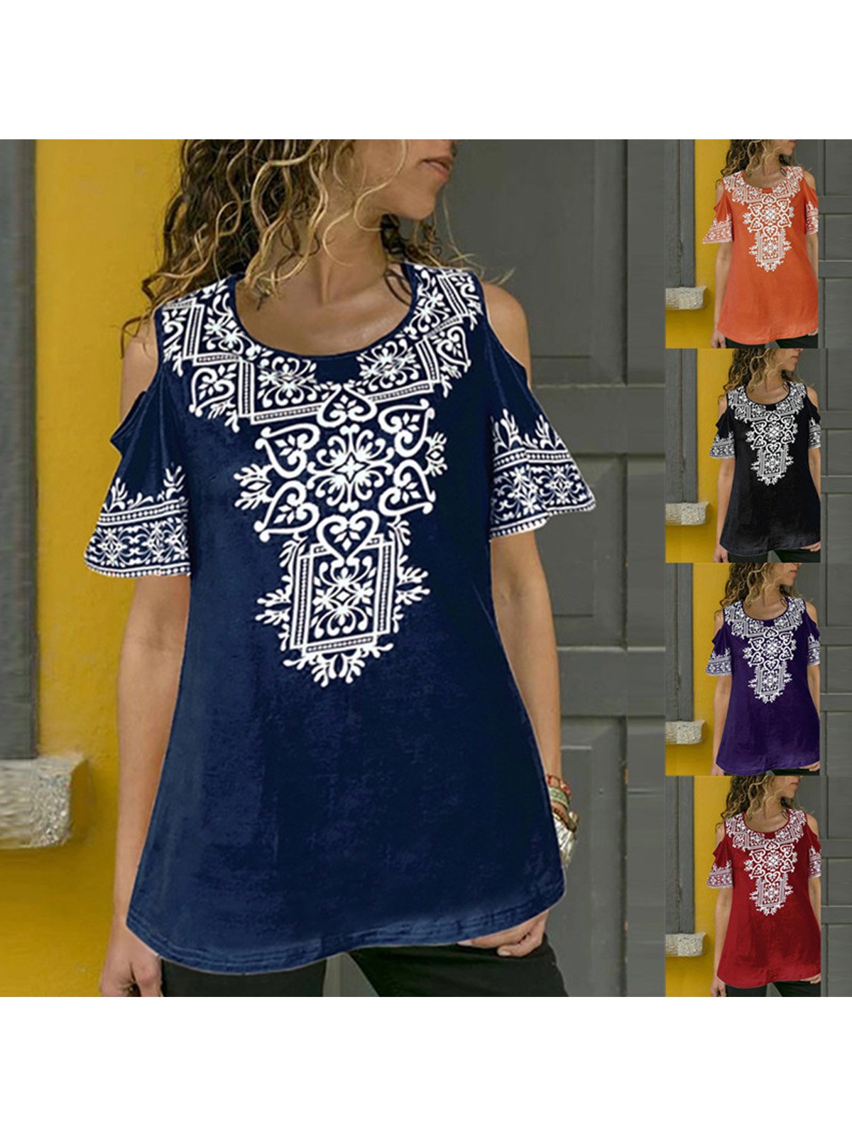 Women Casual Printed Tops Tunic T Shirt