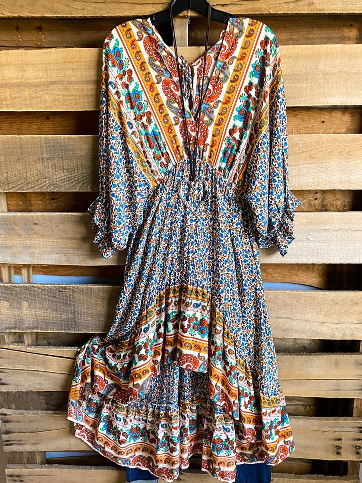 Shift Paisley Vintage Long Sleeve Dresses