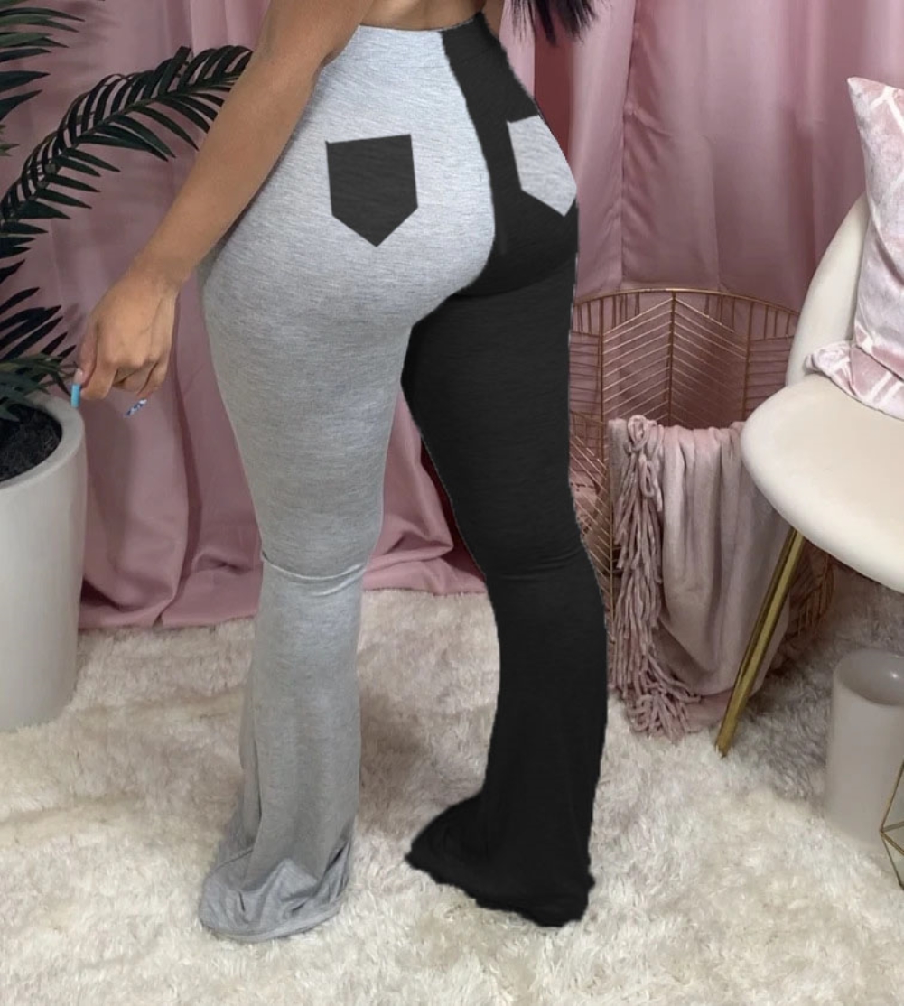 Bell Bottom High Waist Contrast Trousers