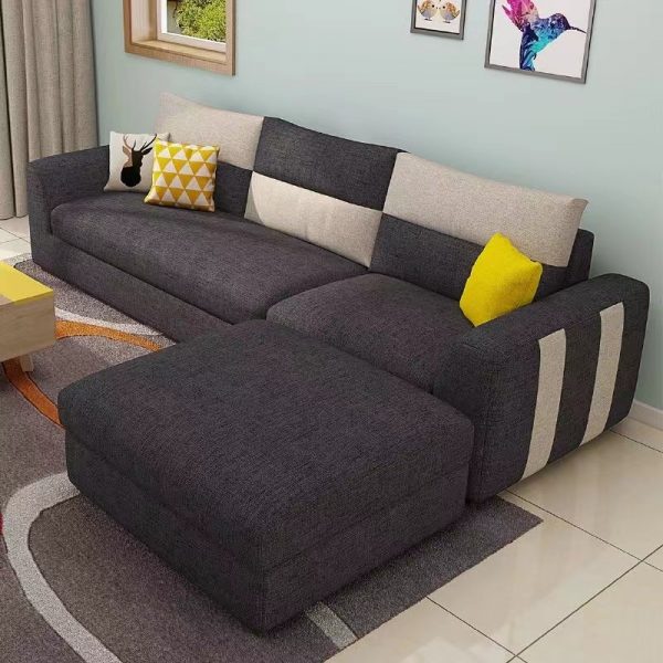 Fabric sofa three-person corner removable and washable combination set