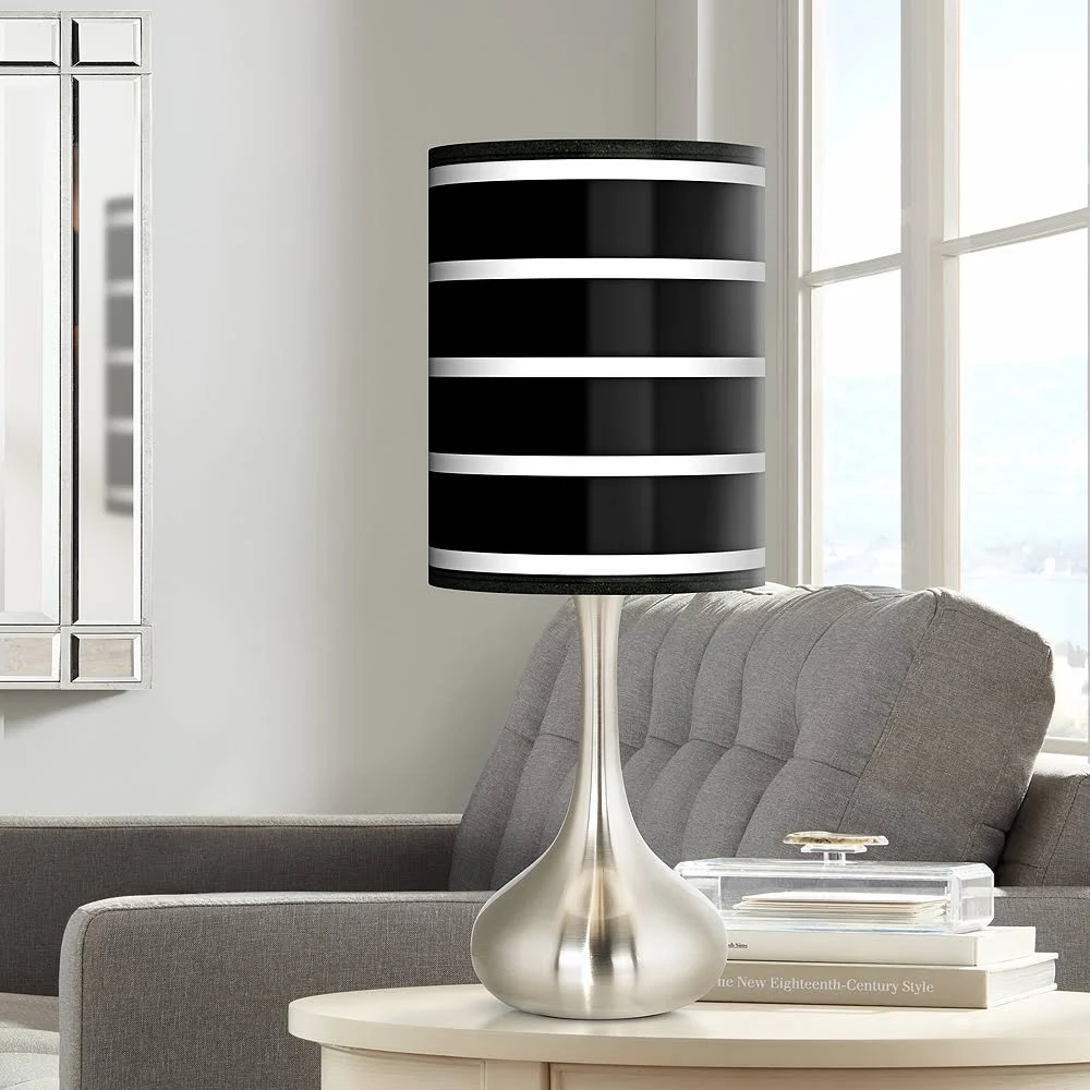Bold Black Stripe Giclee Droplet Table Lamp