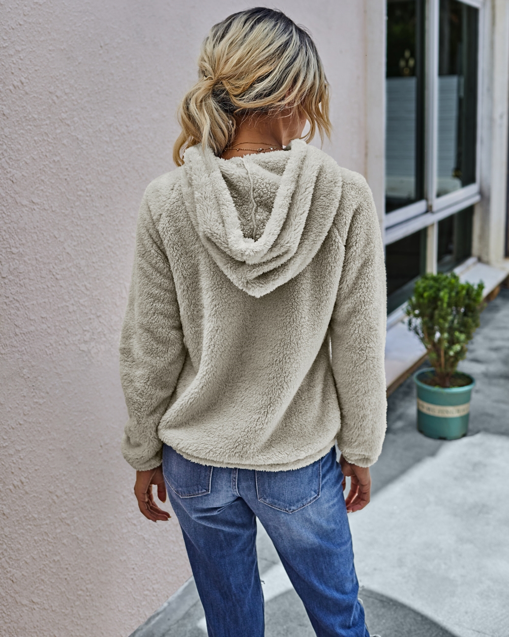 Autumn Plush Plain Hoodie Sweat Top