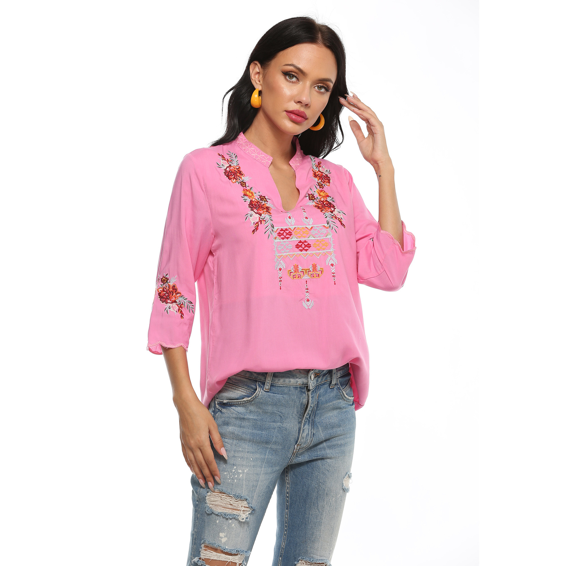 Women's Long Sleeve Embroidery Top Western Wear