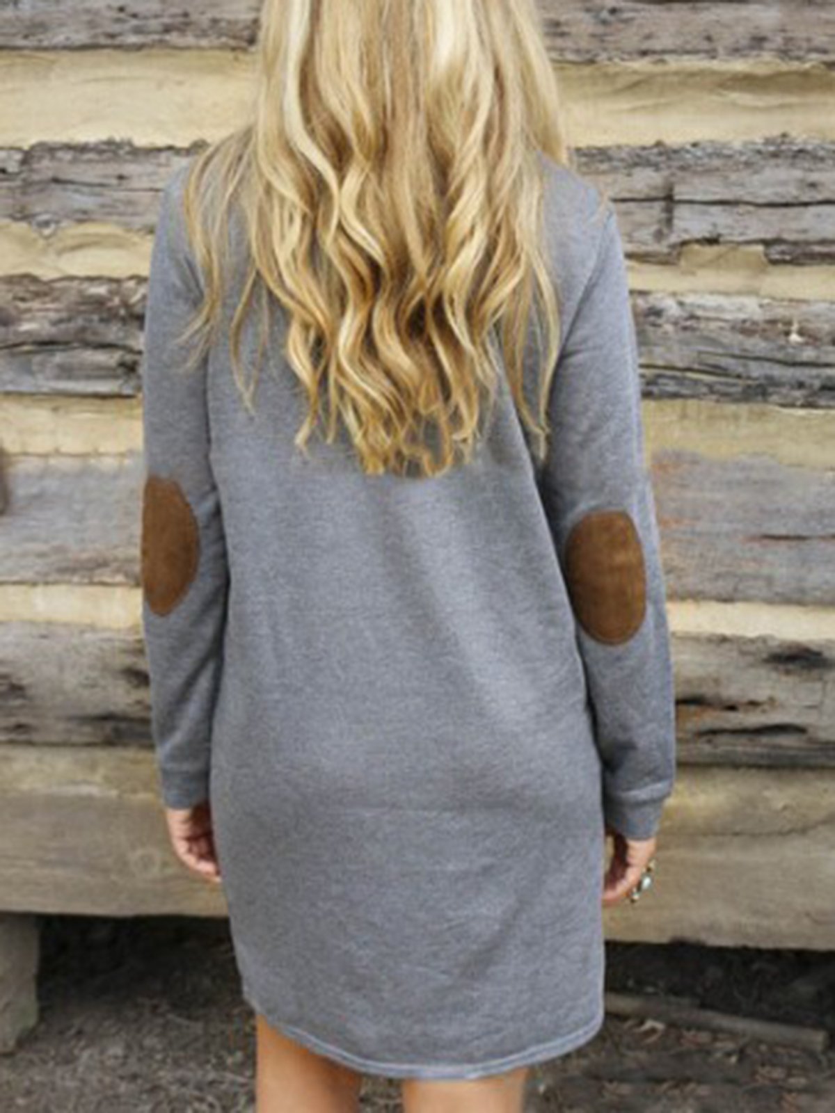 Casual Crew Neck Long Sleeve Plain Dress