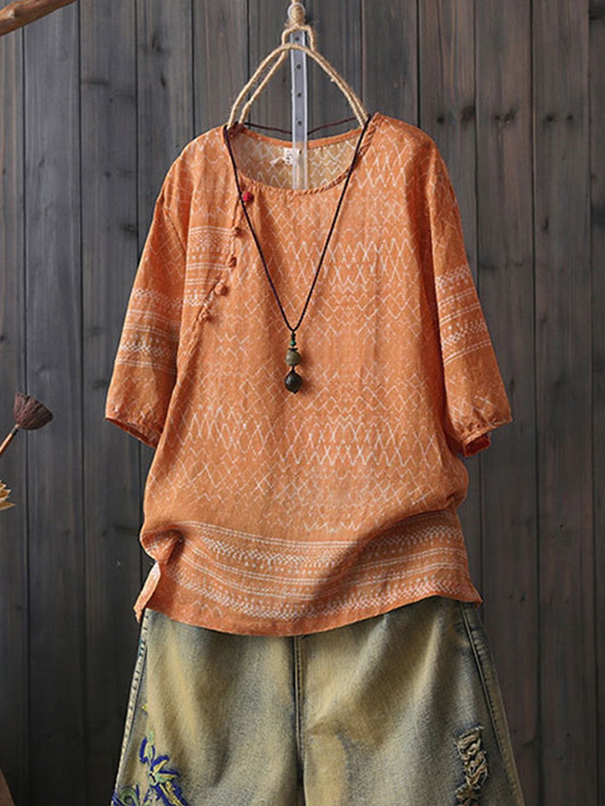 Casual Half Sleeve Round Neck Plus Size Tops