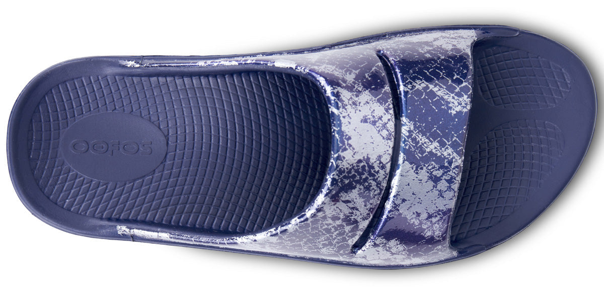 Women's OOahh Luxe Slide Sandal - Navy Metallic Snake (SALE)