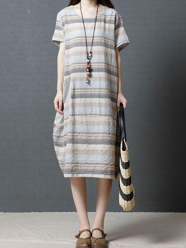 Striped Casual Linen Dress