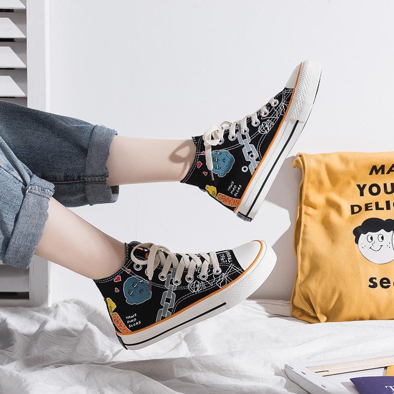 Casual Unisex Hand Drawn Graffiti High-Top Canvas Shoes