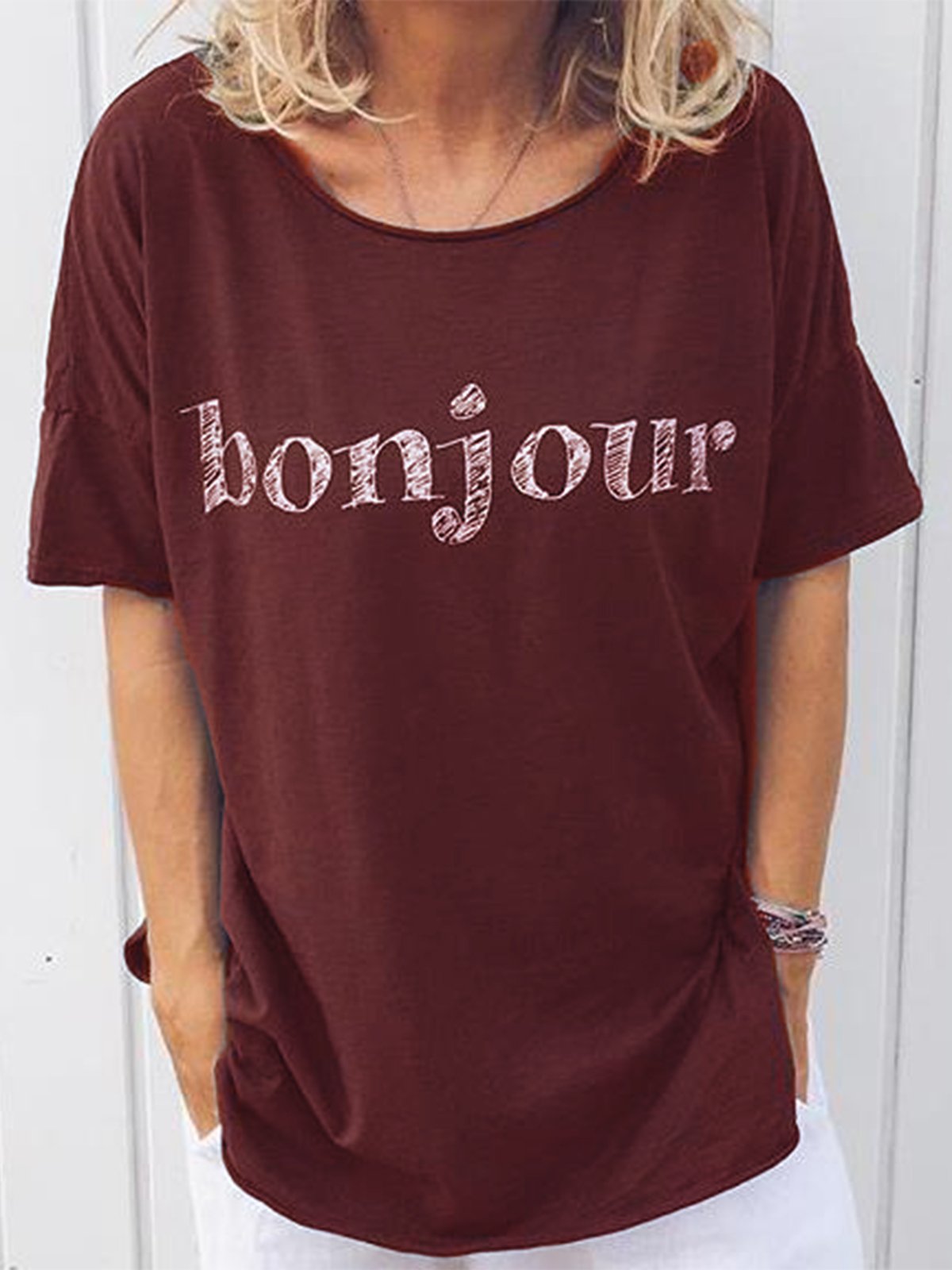 Casual Round Neck Printed Short Sleeve Shirts