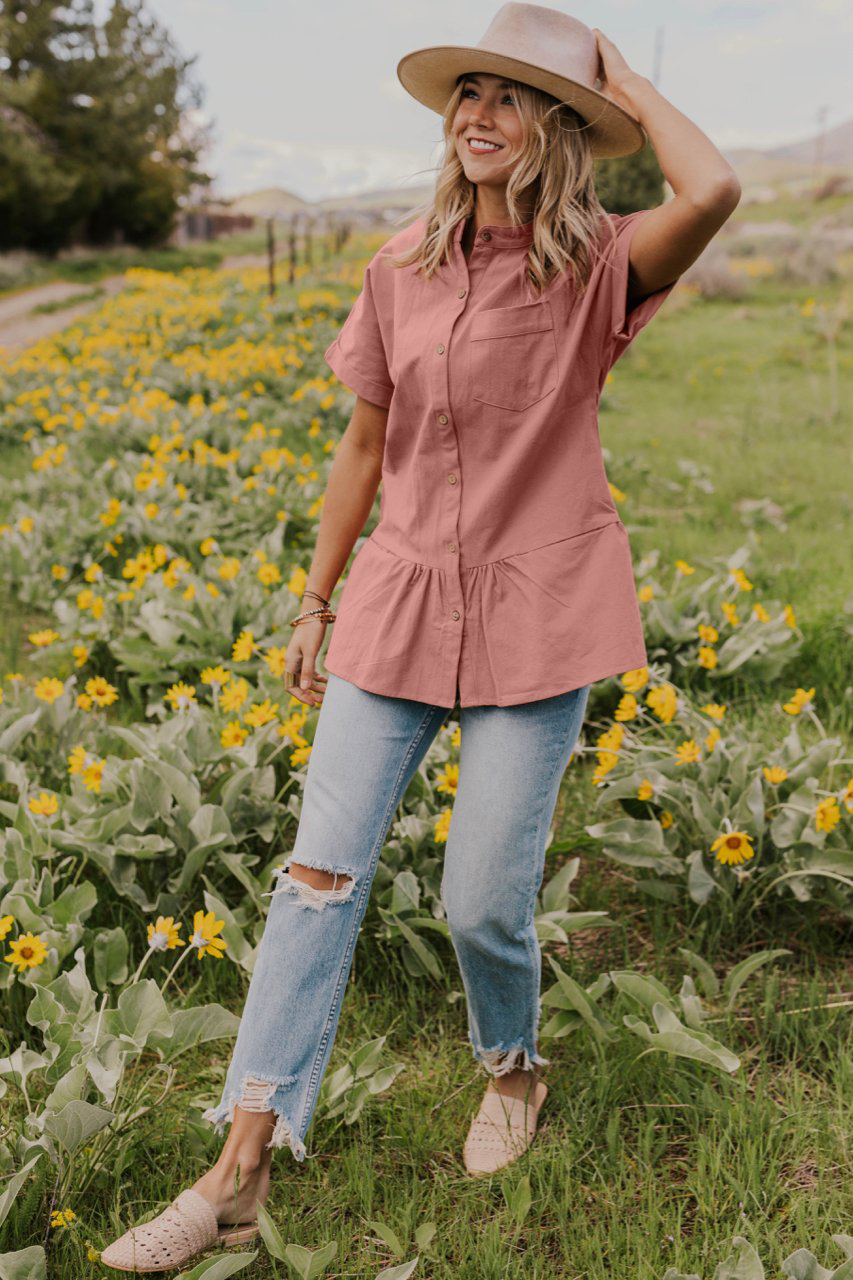 Fit-and-Flare Pocket Blouse