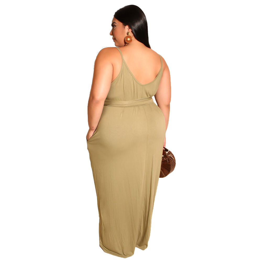 Sheer Straps Long Pocket Dress bb