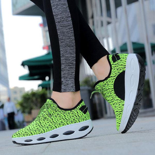 Breathable Mesh Lace Up Height Increasing Sport Platform Casual Shoes