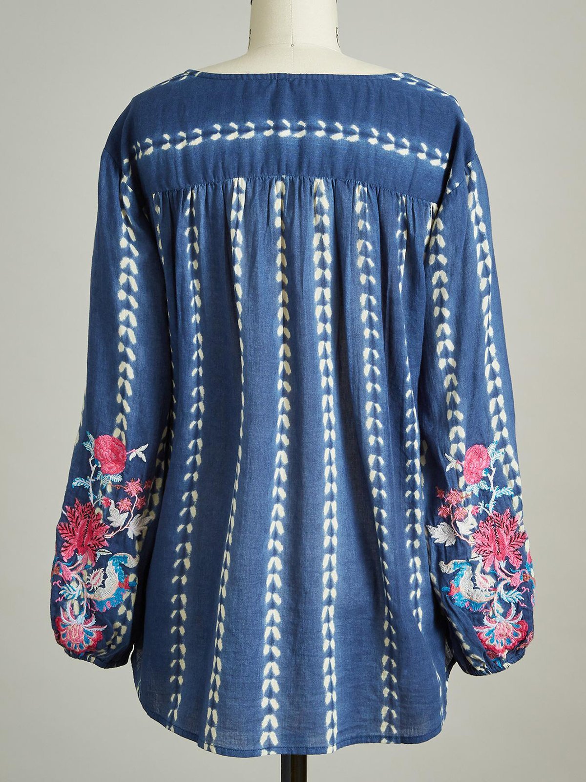 Floral V Neck Long Sleeve Shift Shirts & Tops