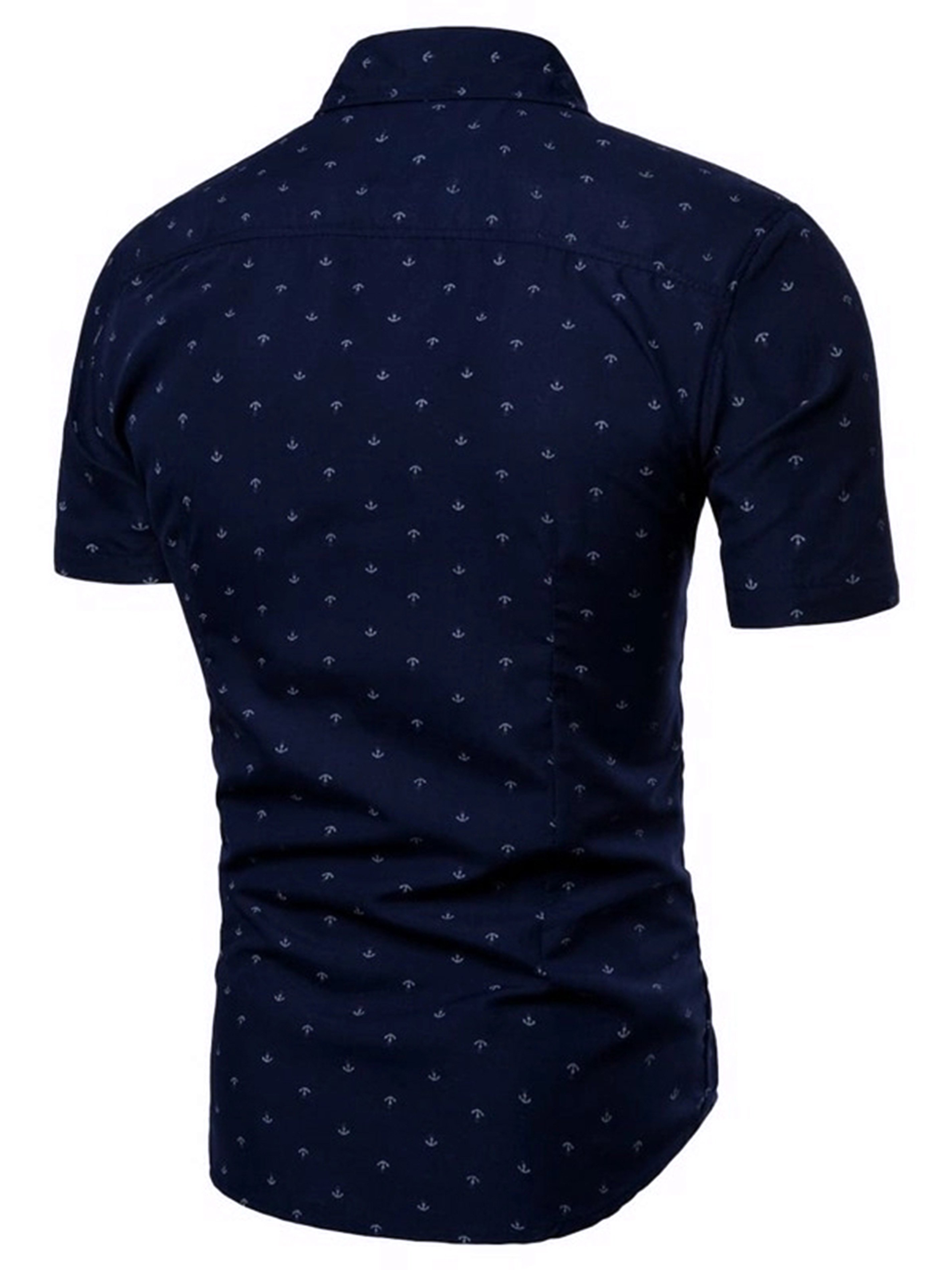 Men's Retro Arrow Print Button Up Short Sleeve Shirt