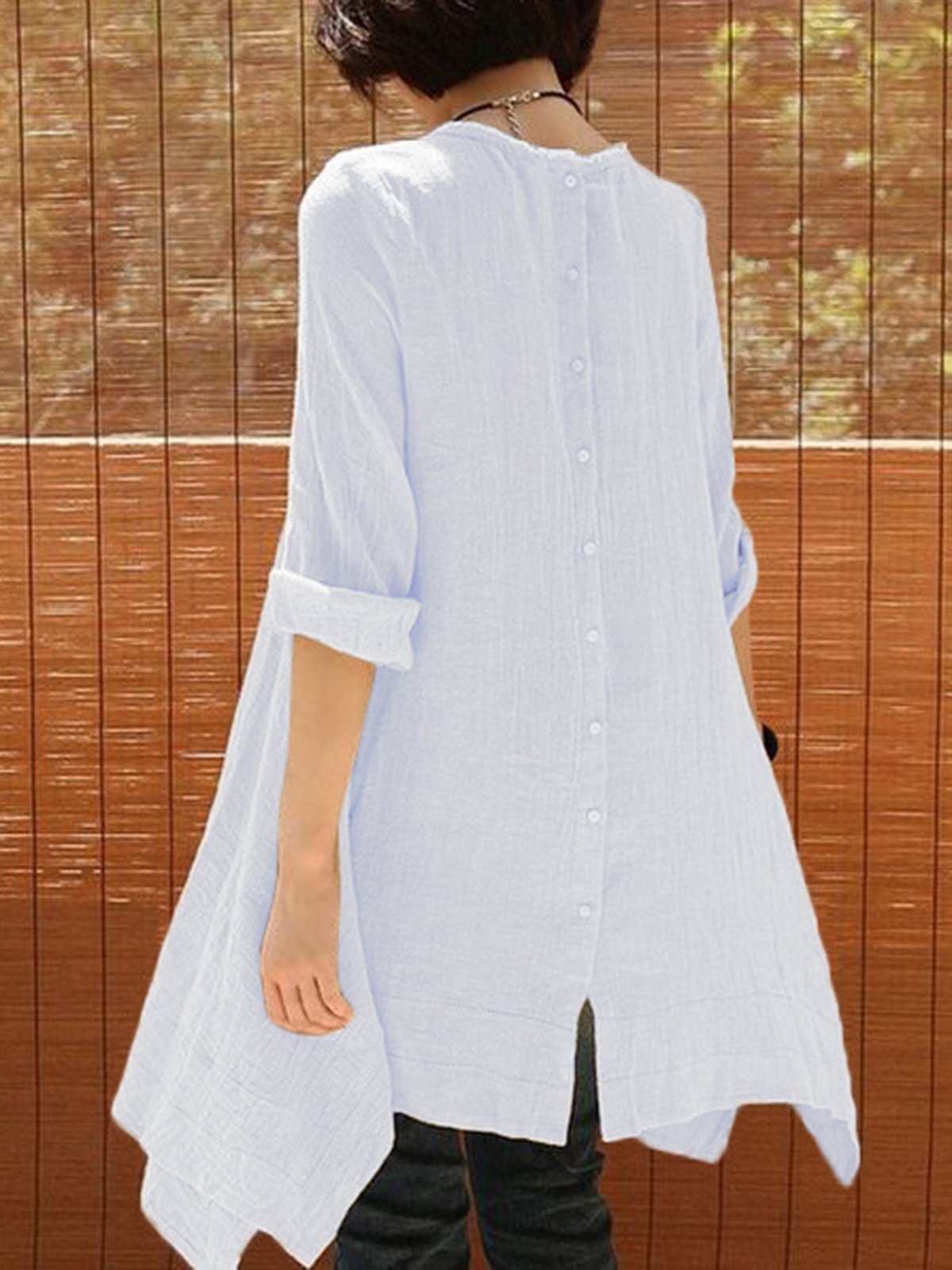 3/4 Sleeve Asymmetrical Ruched Plus Size Dress