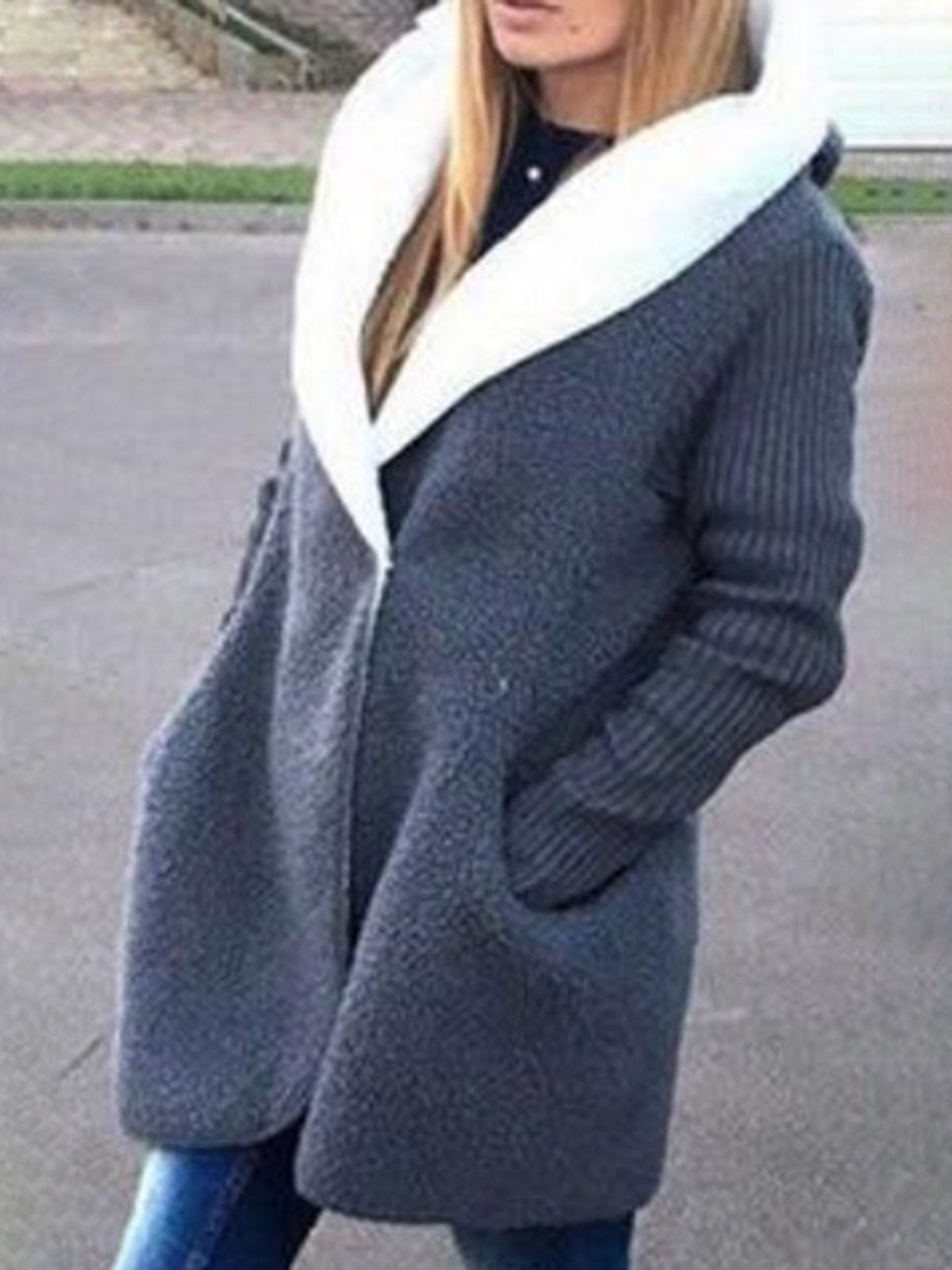 Cashmere Warm Jacket Female Loose Lrge Size Hoodie Long Cardigan