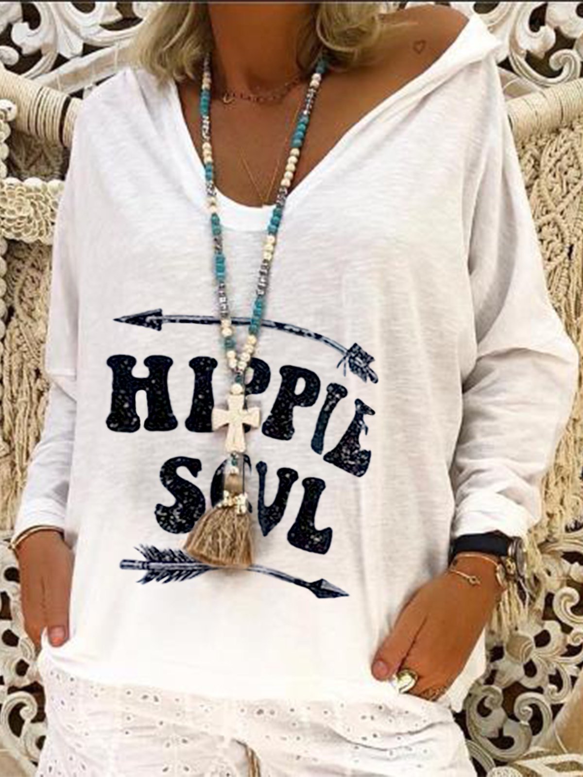 Casual V Neck Long Sleeve Shirts