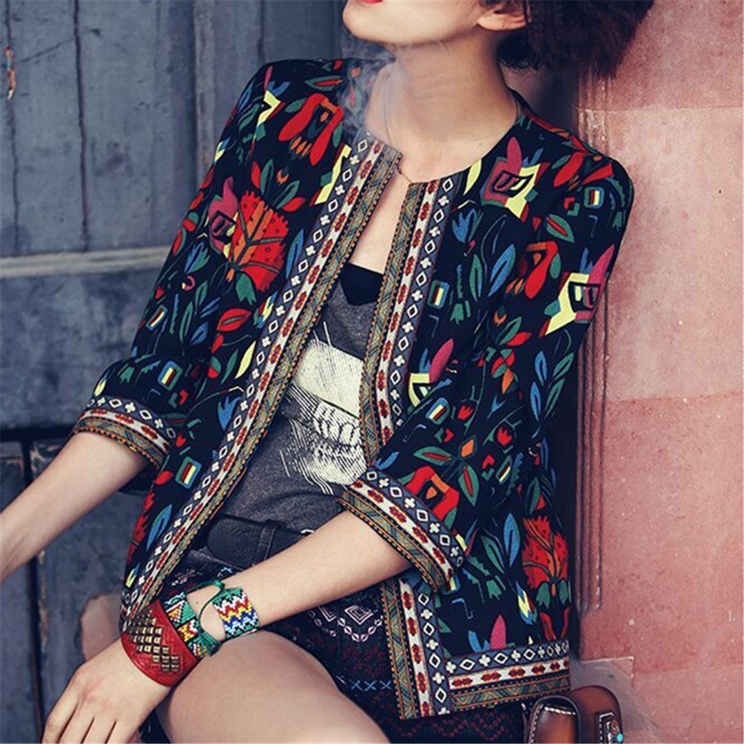 Fashion Retro Embroidered Printed Jacket
