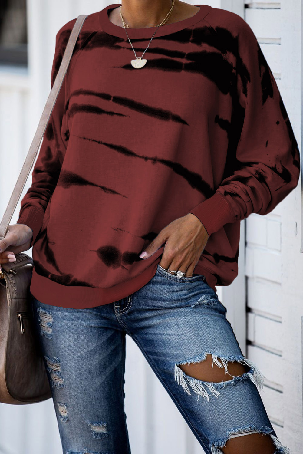 Red Snow Tiger Tie Dye Pullover Sweatshirt