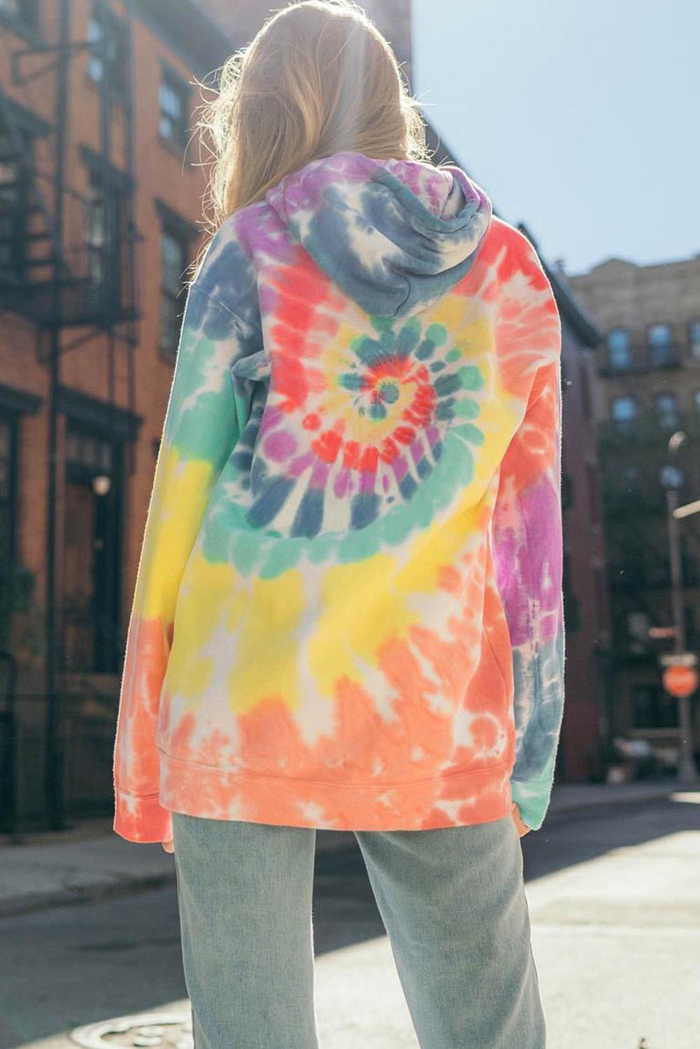 Multicolor Oversized Rainbow Tie Dye Hoodie