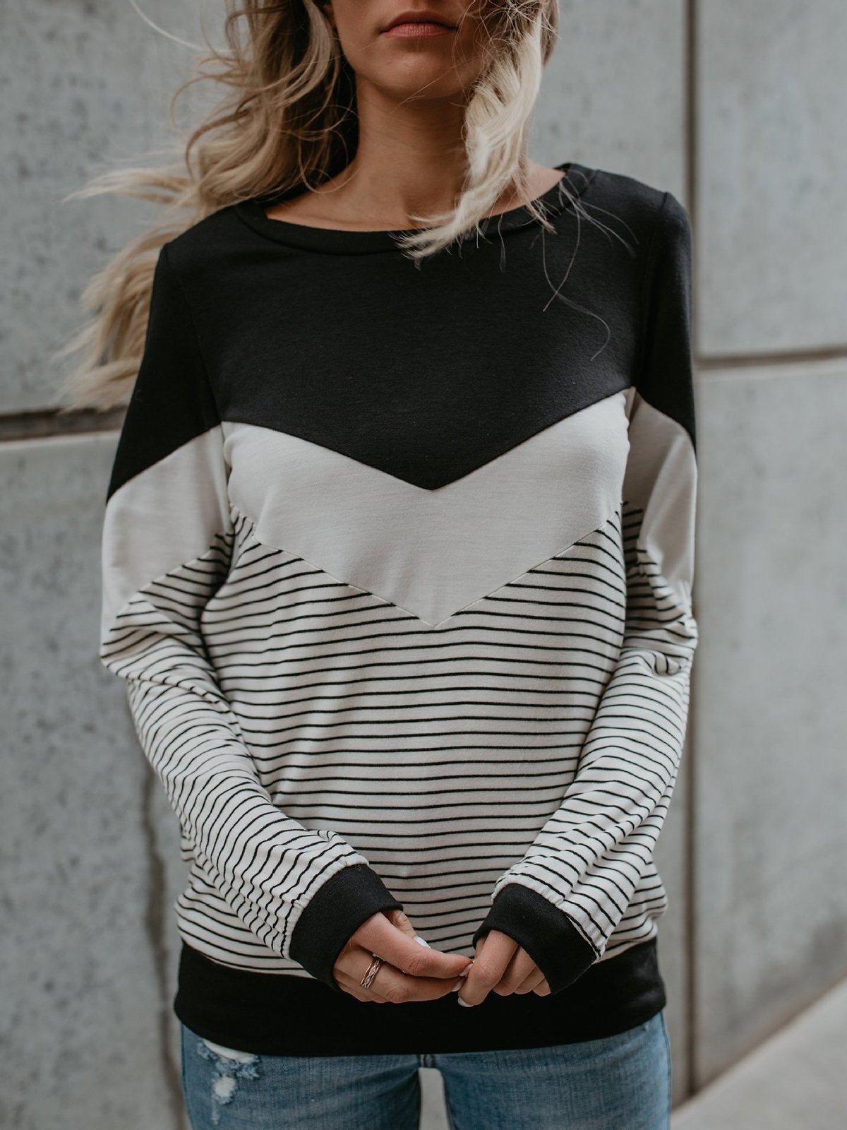 Polyester Casual Patchwork T-Shirt