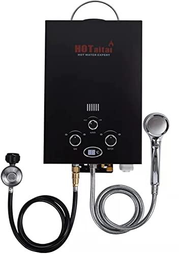 HOTaitai Portable Water Heater, 1.58 GPM 6L Propane Tankless Water Heater