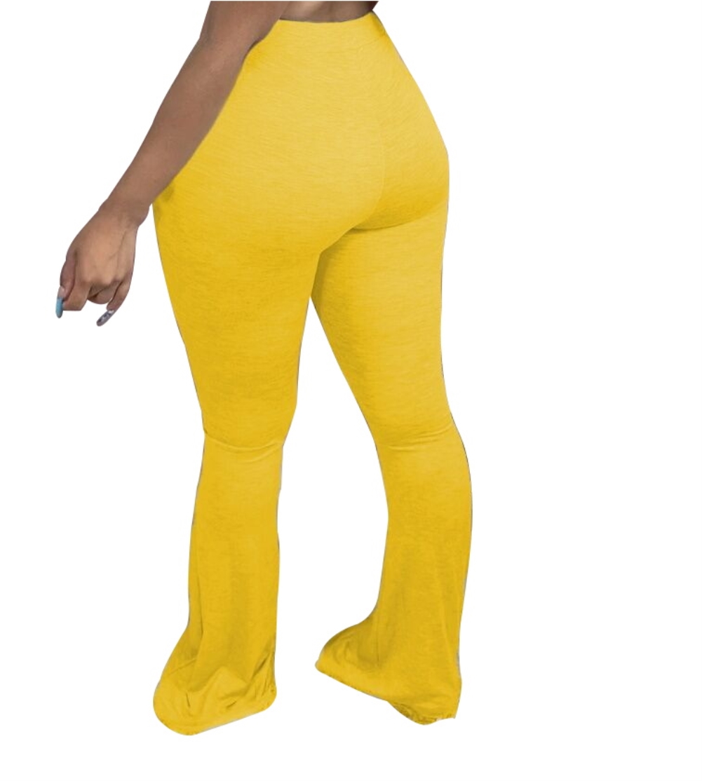 Solid Color African High Waist Flare Trousers