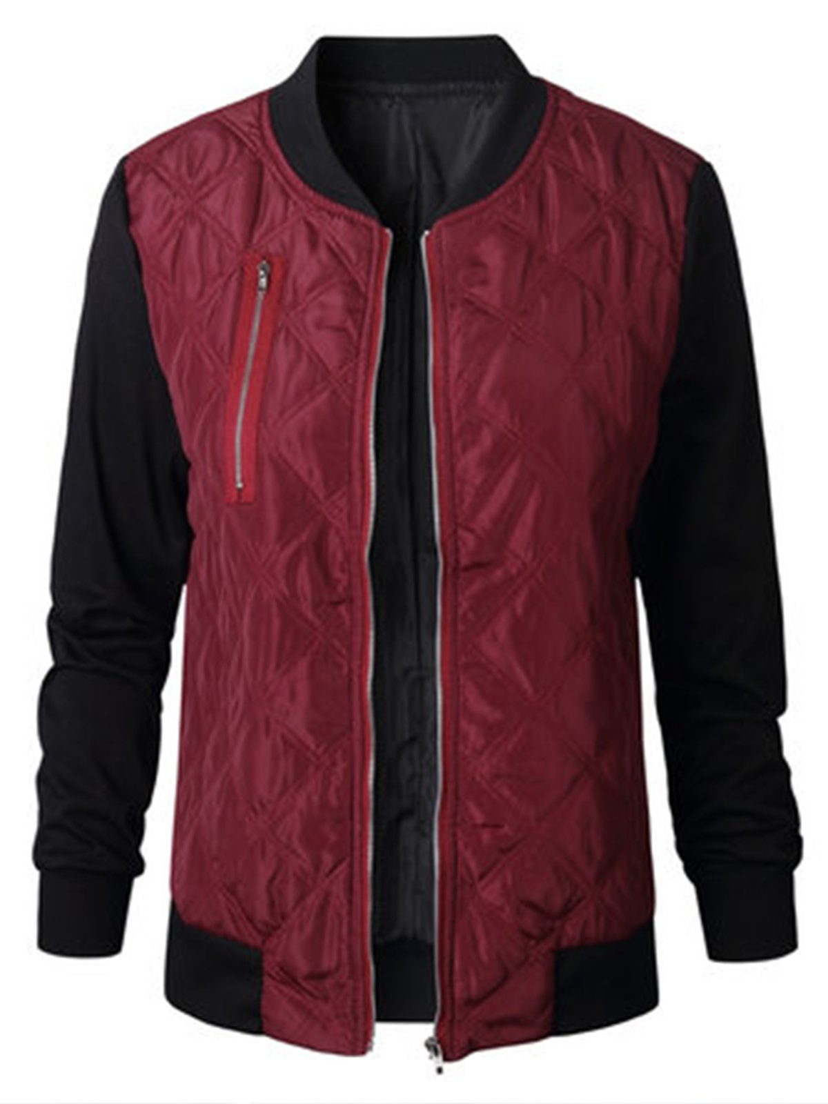 Stand Collar Patchwork Casual Jacket