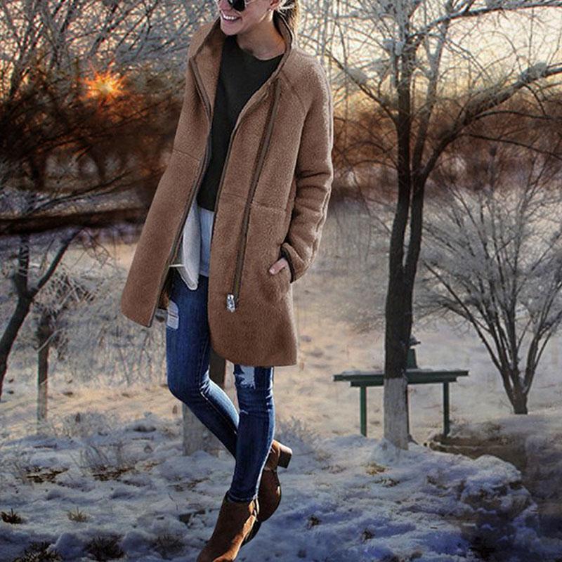 High Collar Irregular Zipper Long Coats