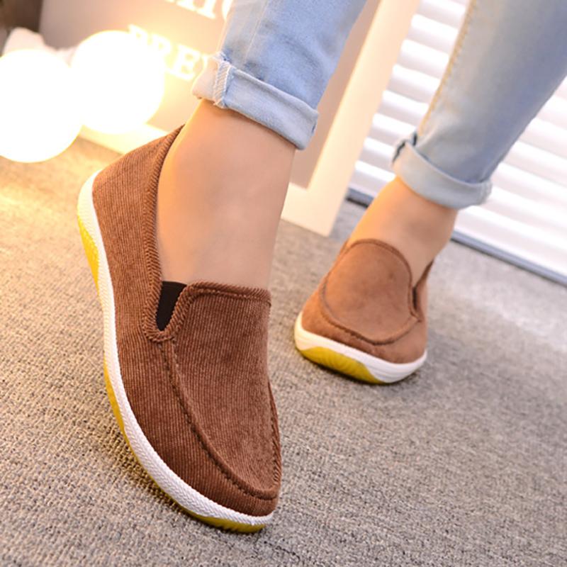 Women Corduroy Loafers Casual Comfort Slip On Shoes