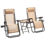 Zero Gravity Lounge Chair with Side Table �C Set of 2, Beige