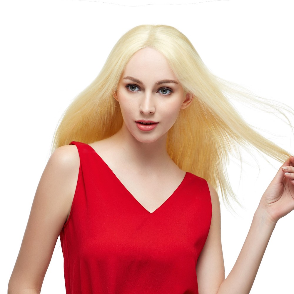 20 #613 Lightest Blonde Brazilian Virgin Straight Full Lace Wig