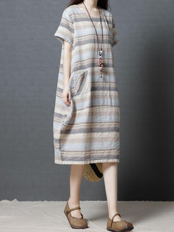 Striped Casual Linen Dress