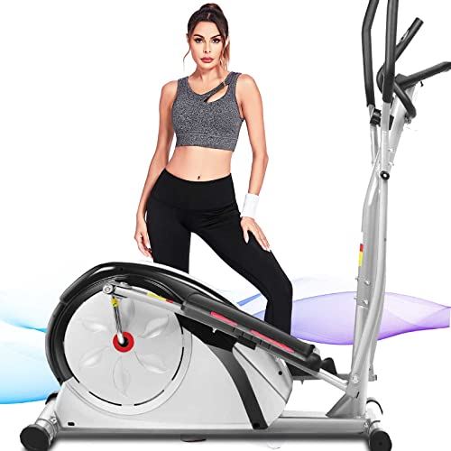 ANCHEER C970 Elliptical Machine, Magnetic Cross Trainer with Digital & Heart Rate Monitor, Silver & Black