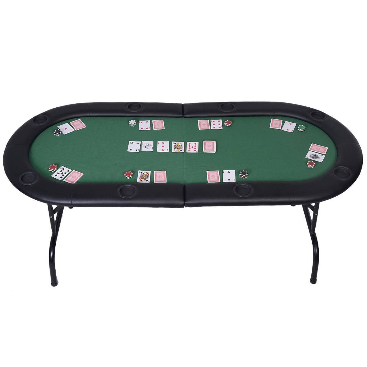 Mascarello Foldable 8 Player Poker Table Casino Texas Holdem Folding Poker Play Table