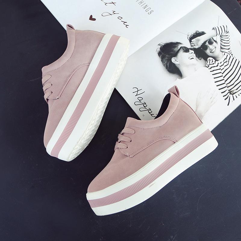 Women Casual Solid Color Thick Med Heel Sneakers