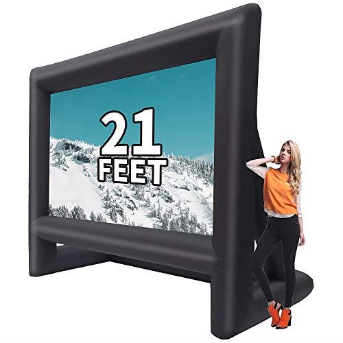 21 Feet Inflatable Outdoor Projector Movie Screen with Rope for Backyard Pool Fun