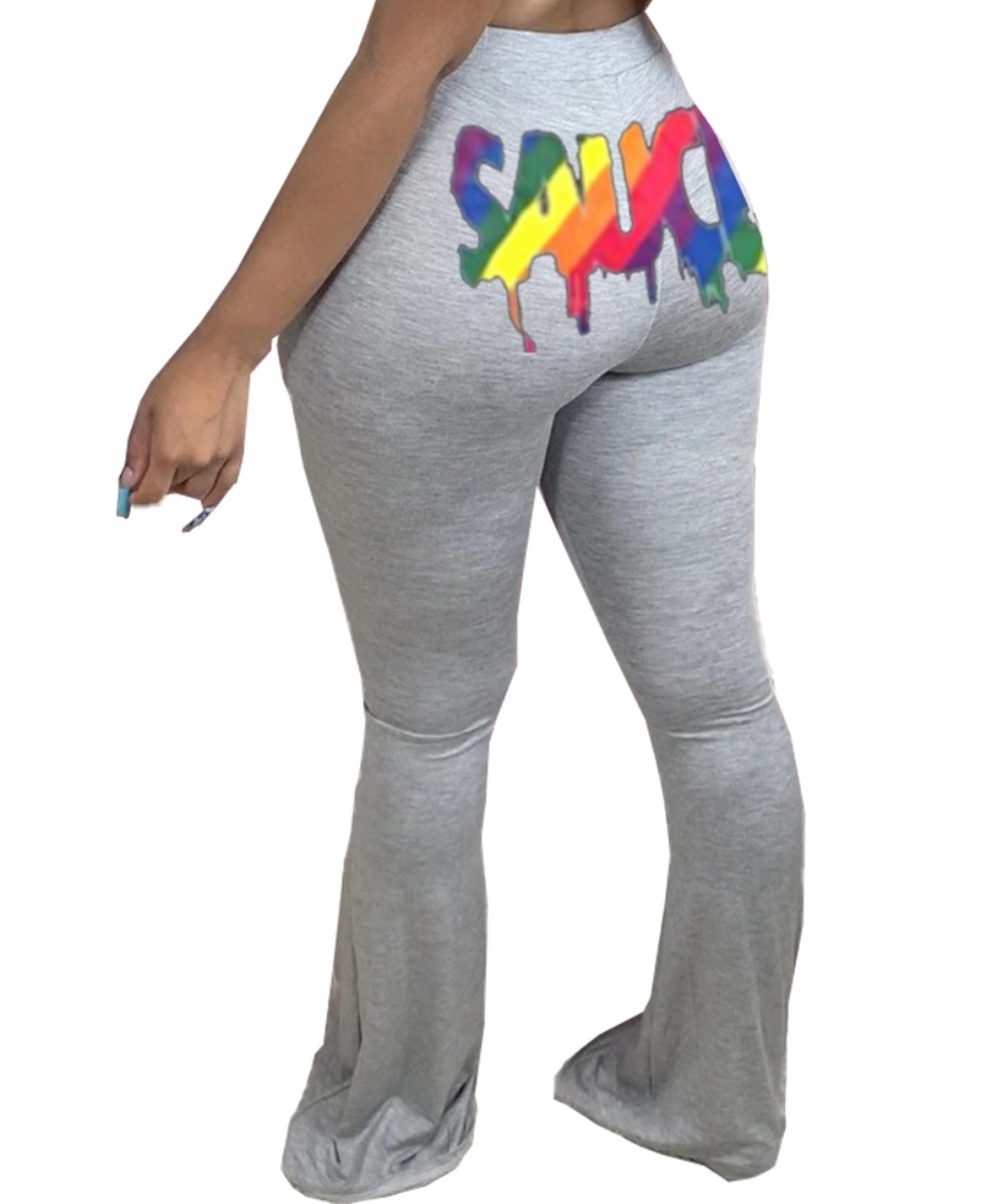 Print High Waist Bell Bottom Trousers