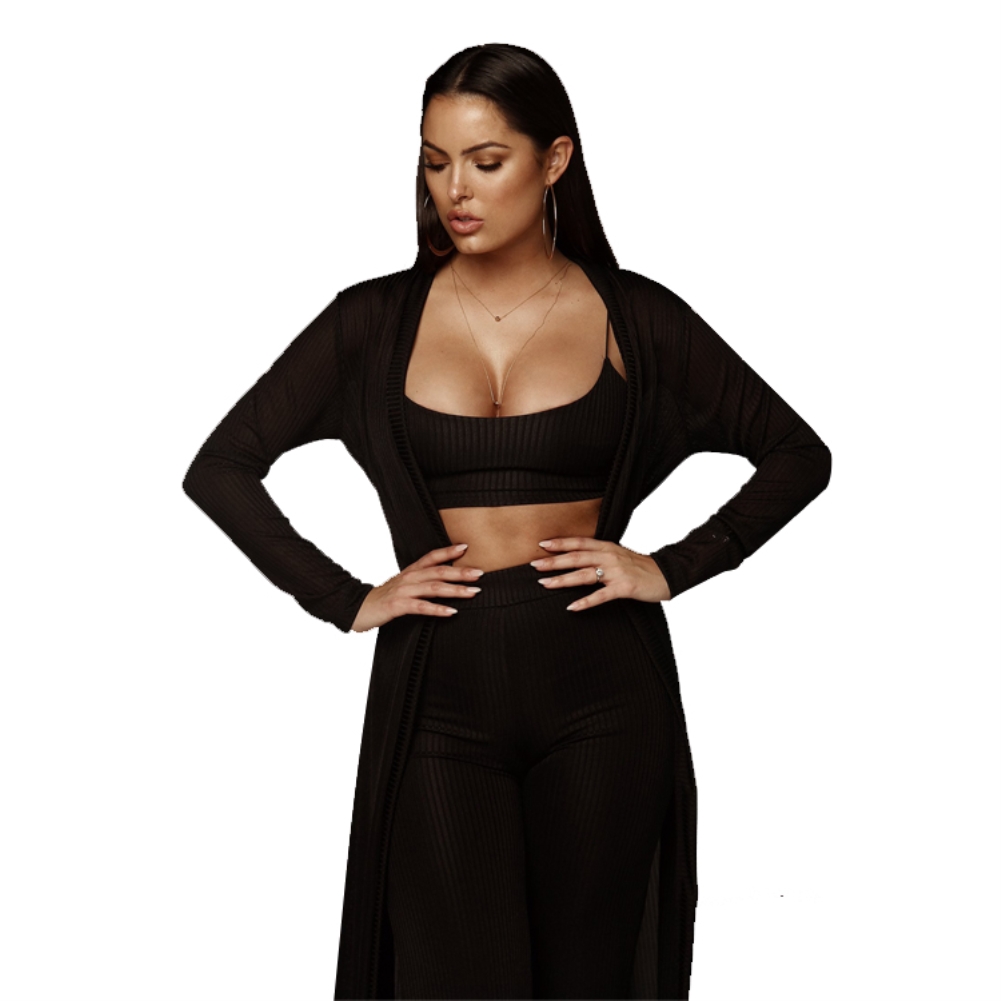 Matching 3PC Plain Pants Set