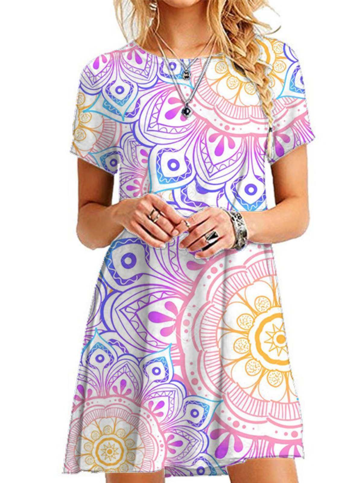Simple Printed Short Sleeve Dresses