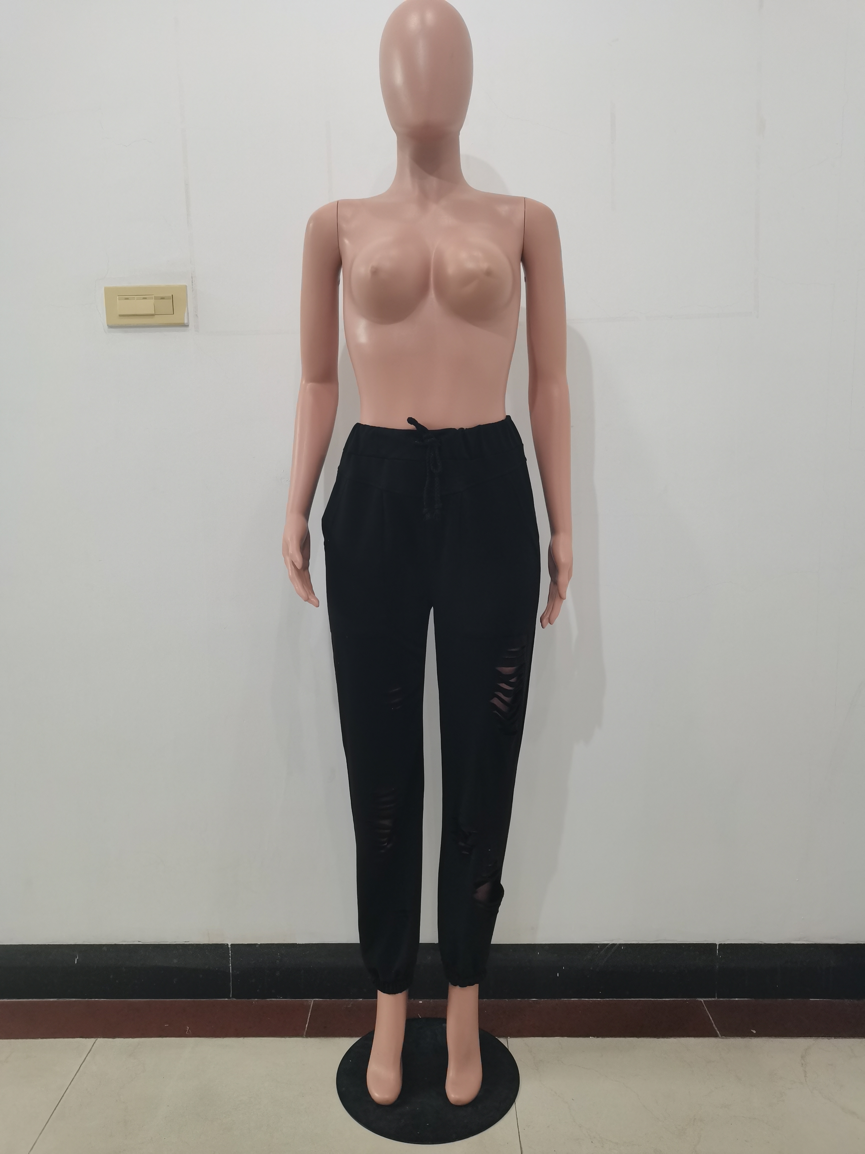 Autumn Casual Ripped Drawstrings Track Pants