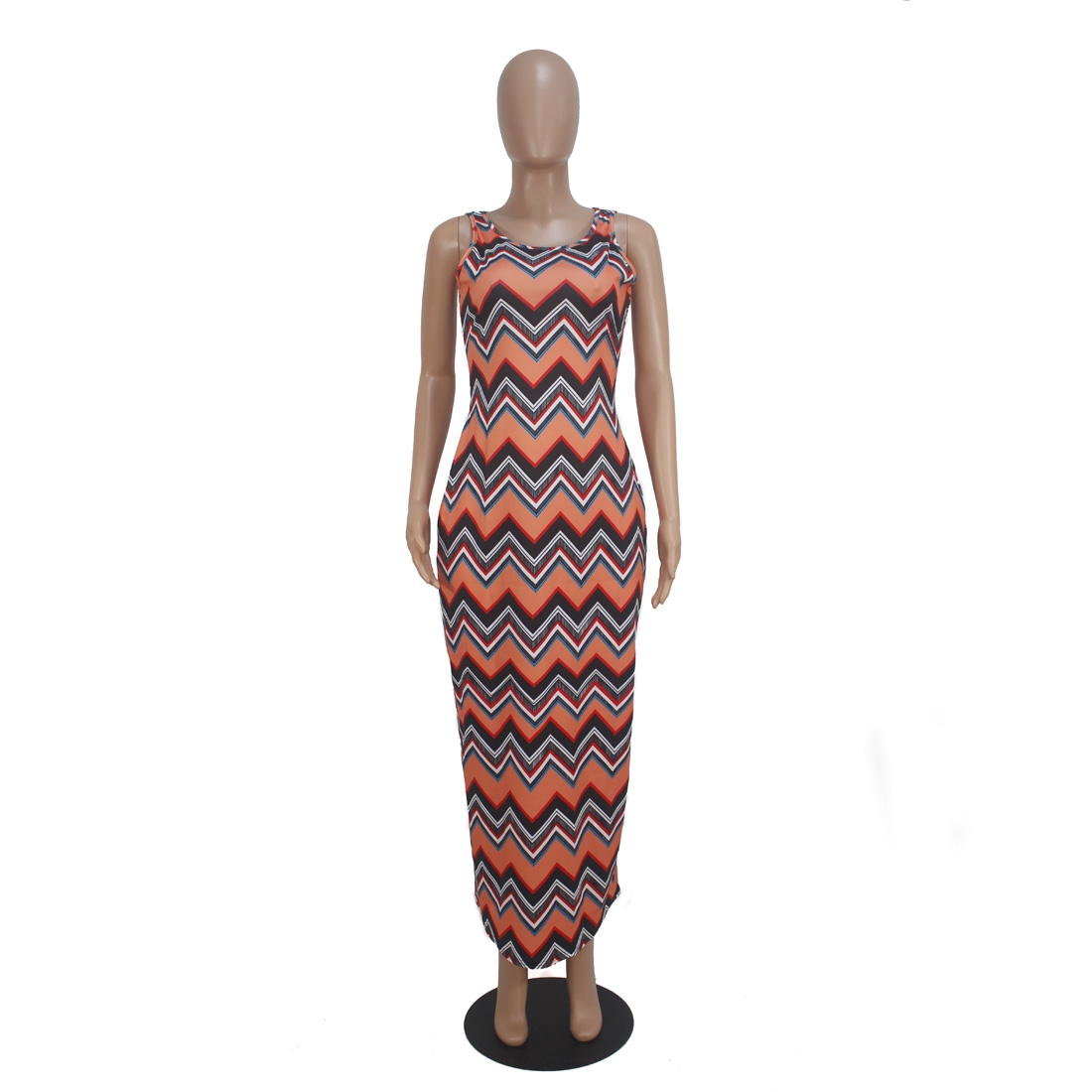 Summer Colorful Wavy Sleeveless Long Dress