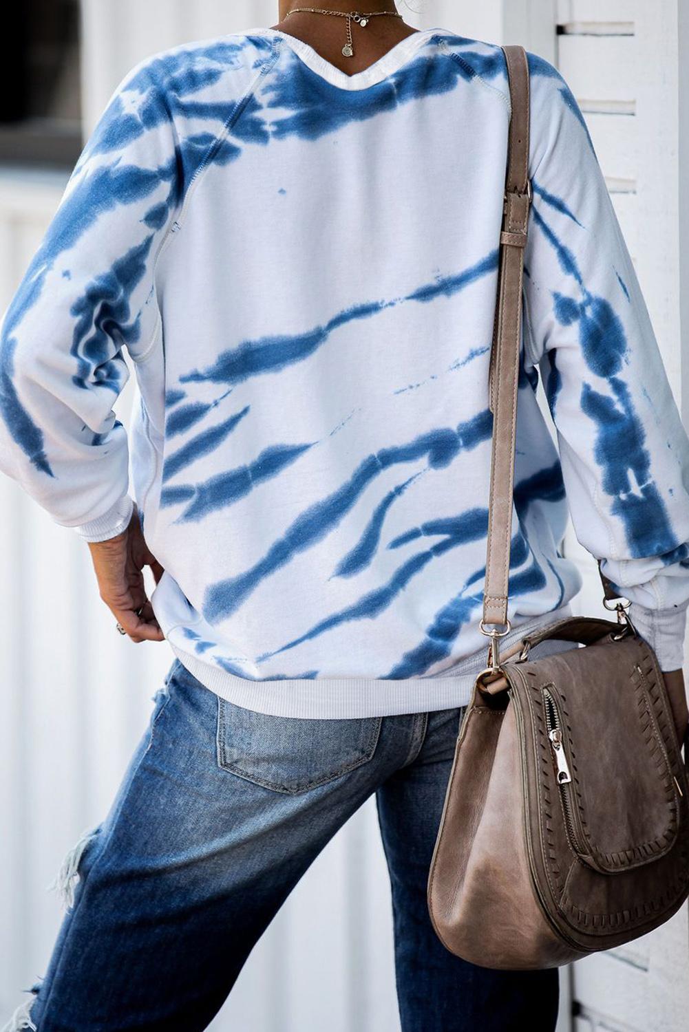 White Snow Tiger Tie Dye Pullover Sweatshirt