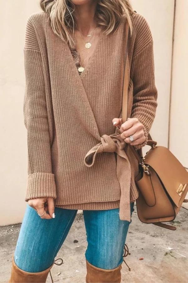 Contracted Temperament Splicing Long Sleeve Cardigan