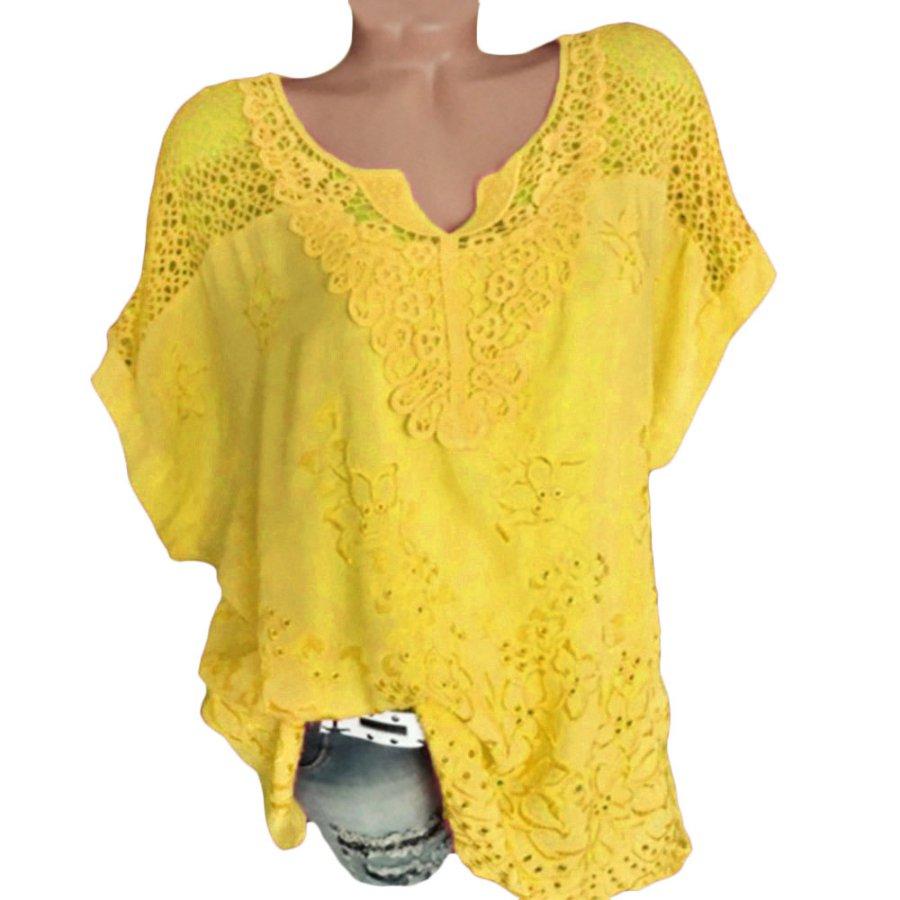 Solid Cotton-Blend V Neck Shirts & Tops